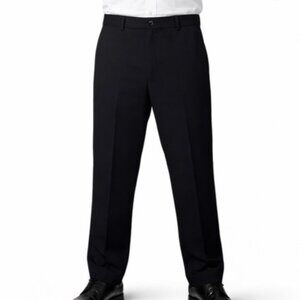 Cricketeer Mens Dress Pants Size 34" Black Cuffed Hem Straight Leg Hook & Eye